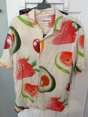 No Boundaries Fruit Print Button-Up Shirt